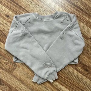 Fashion Nova Grey Crop Top Girls Washed Sweatshirt